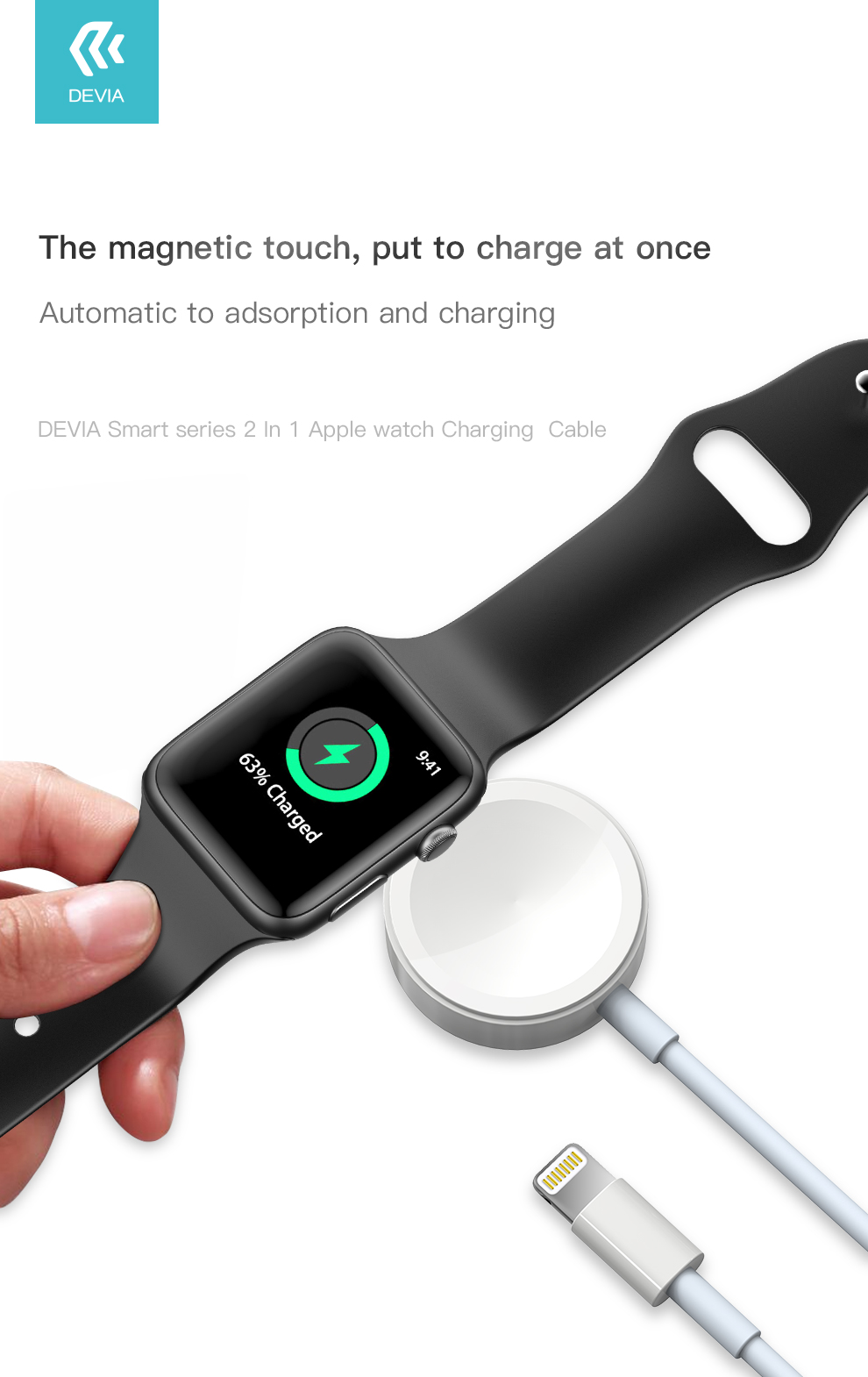2 in 1 Apple Watch Charger - USB-A to Lightning