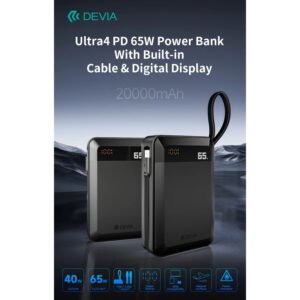 Ultra4 PD 65W Power Bank With Built-in Cable & Digital Display (20000mAh)