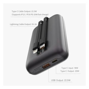 Power Bank Ultra4 MINI 22.5W Power Bank With Built-in 2 Cables (20000mAh)